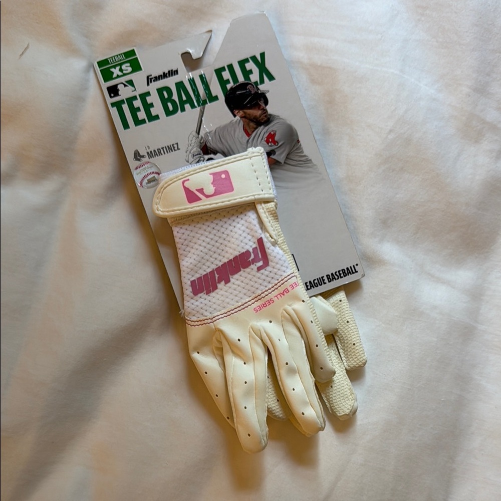 Franklin Tee Ball Flex Batting Glove - Cream and Pink size XS